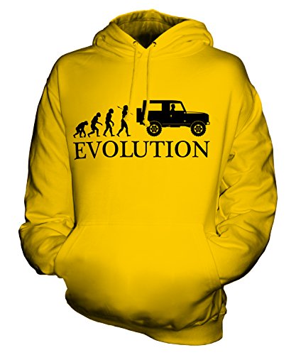 Candymix 4X4 Evolution des Menschen Unisex Herren Damen Kapuzenpullover, Größe Large, Farbe Dunkelgelb von Candymix