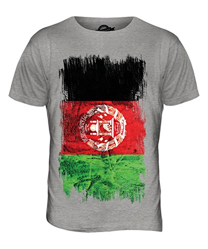 Candymix Afghanistan Grunge Flagge Herren T Shirt, Größe Medium, Farbe Grau Meliert von Candymix