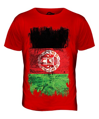 Candymix Afghanistan Grunge Flagge Herren T Shirt, Größe Medium, Farbe Rot von Candymix