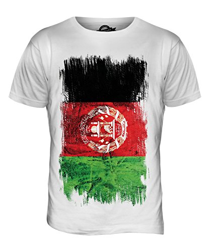 Candymix Afghanistan Grunge Flagge Herren T Shirt, Größe Medium, Farbe Weiß von Candymix