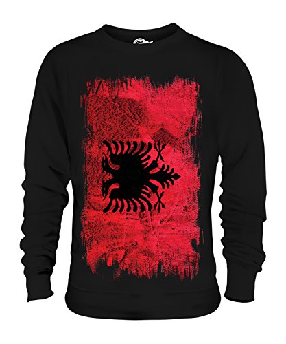 Candymix Albanien Grunge Flagge Unisex Herren Damen Sweatshirt, Größe Medium, Farbe Schwarz von Candymix