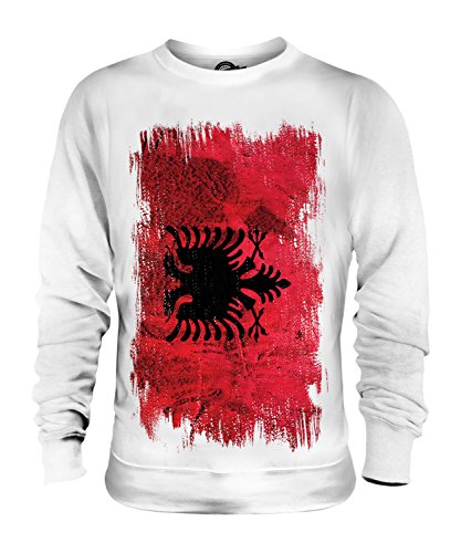 Candymix Albanien Grunge Flagge Unisex Herren Damen Sweatshirt, Größe Medium, Farbe Weiß von Candymix