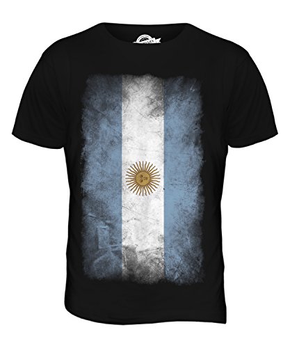 Candymix Argentinien Verblichen Flagge Herren T Shirt, Größe Large, Farbe Schwarz von Candymix