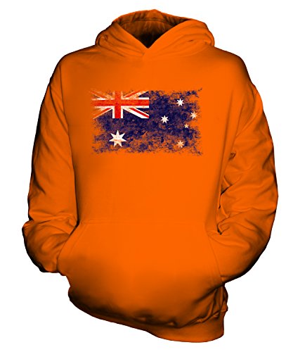Candymix Australien Weinlese Flagge Unisex Kinder Jungen/Mädchen Kapuzenpullover, Größe 9-11 Jahre, Farbe Orange von Candymix