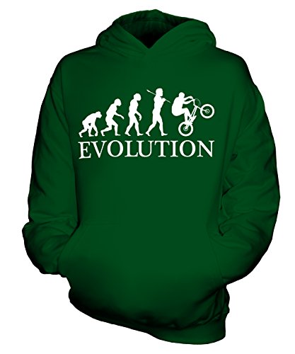 Candymix BMX Evolution des Menschen Unisex Kinder Jungen/Mädchen Kapuzenpullover, Größe 12-13 Jahre, Farbe Flaschengrün von Candymix