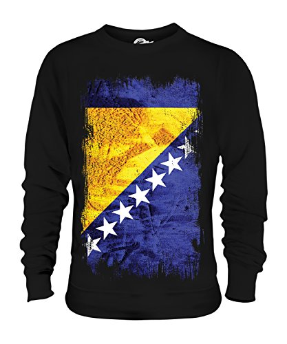 Candymix Bosnien Und Herzegowina Grunge Flagge Unisex Herren Damen Sweatshirt, Größe 2X-Large, Farbe Schwarz von Candymix