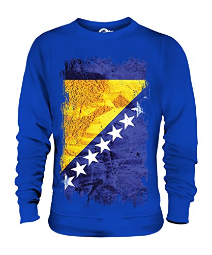 Candymix Bosnien Und Herzegowina Grunge Flagge Unisex Herren Damen Sweatshirt, Größe Large, Farbe Königsblau von Candymix