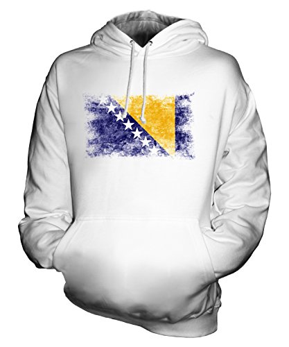 Candymix Bosnien Und Herzegowina Weinlese Flagge Unisex Herren Damen Kapuzenpullover, Größe Medium, Farbe Weiß von Candymix
