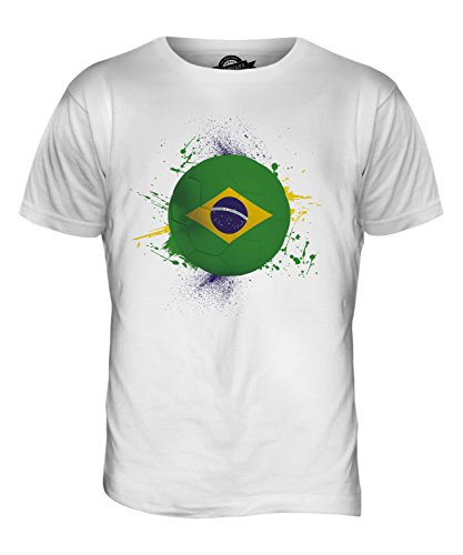 Candymix Brasilien Fußball Herren T Shirt, Größe Small, Farbe Weiß von Candymix