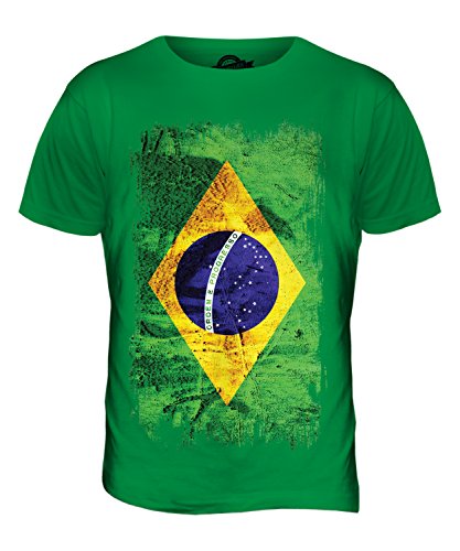 Candymix Brasilien Grunge Flagge Herren T Shirt, Größe X-Large, Farbe Grün von Candymix