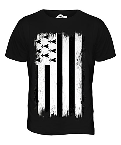 Candymix Bretagne Grunge Flagge Herren T Shirt, Größe X-Large, Farbe Schwarz von Candymix