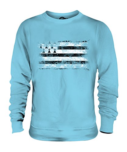 Candymix Bretagne Weinlese Flagge Unisex Herren Damen Sweatshirt, Größe X-Large, Farbe Himmelblau von Candymix