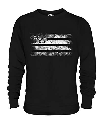 Candymix Bretagne Weinlese Flagge Unisex Herren Damen Sweatshirt, Größe X-Large, Farbe Schwarz von Candymix