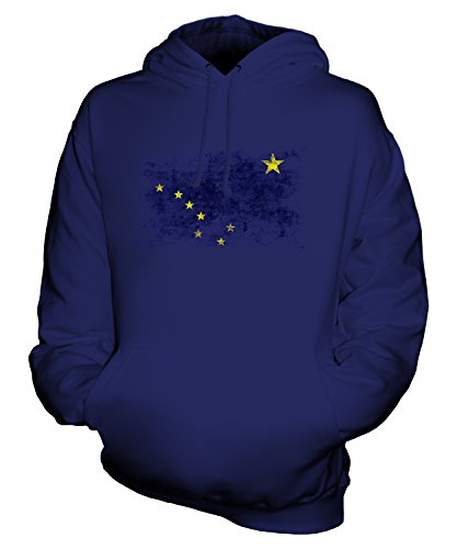 Candymix Bundesstaat Alaska Weinlese Flagge Unisex Herren Damen Kapuzenpullover, Größe Large, Farbe Navy Blau von Candymix