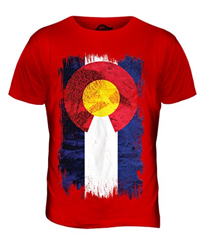 Candymix Bundesstaat Colorado Grunge Flagge Herren T Shirt, Größe X-Large, Farbe Rot von Candymix