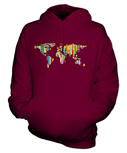 Candymix Bunte Weltkarte Unisex Herren Damen Kapuzenpullover, Größe 2X-Large, Farbe Burgunderrot von Candymix