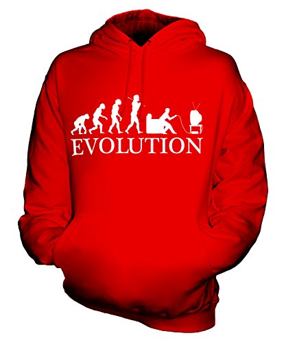 Candymix Computerspiel Gamer Evolution des Menschen Unisex Herren Damen Kapuzenpullover, Größe Medium, Farbe Rot von Candymix