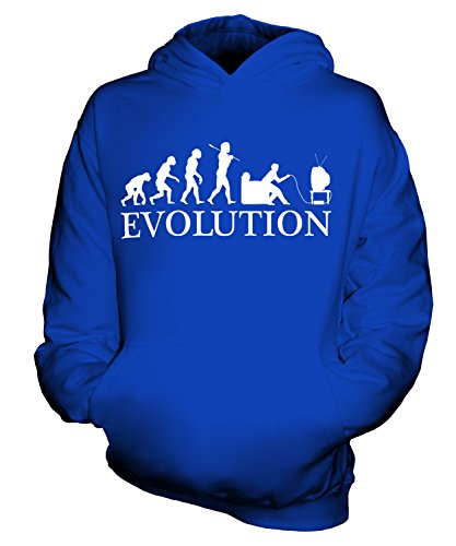 Candymix Computerspiel Gamer Evolution des Menschen Unisex Kinder Jungen/Mädchen Kapuzenpullover, Größe 7-8 Jahre, Farbe Königsblau von Candymix