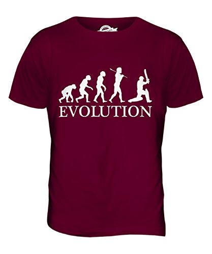 Candymix Cricket Kricket Evolution des Menschen Herren T Shirt, Größe Large, Farbe Burgunderrot von Candymix