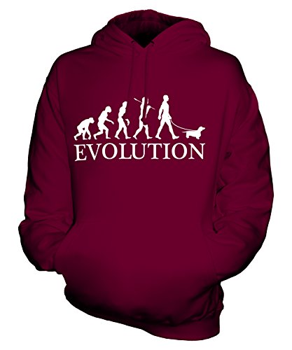 Candymix Dackel Evolution des Menschen Und Hund Unisex Herren Damen Kapuzenpullover, Größe Large, Farbe Burgunderrot von Candymix