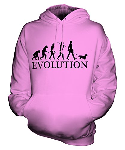 Candymix Dackel Evolution des Menschen Und Hund Unisex Herren Damen Kapuzenpullover, Größe Medium, Farbe Rosa von Candymix