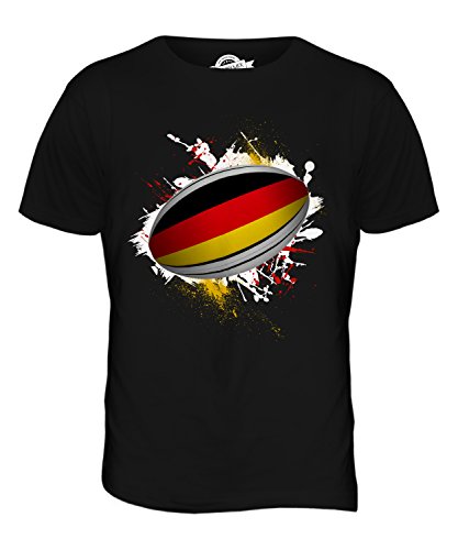 Candymix Deutschland Rugby Ball Herren T Shirt, Größe Medium, Farbe Schwarz von Candymix