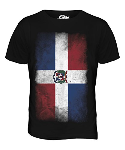 Candymix Dominikanische Republik Verblichen Flagge Herren T Shirt, Größe Medium, Farbe Schwarz von Candymix