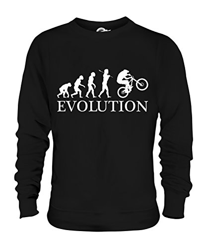 Candymix Downhill Mountainbike Evolution des Menschen Unisex Herren Damen Sweatshirt, Größe Small, Farbe Schwarz von Candymix