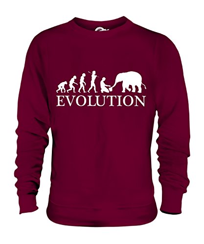 Candymix Elefant Pfleger Evolution des Menschen Unisex Herren Damen Sweatshirt, Größe 3X-Large, Farbe Burgunderrot von Candymix