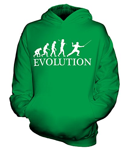 Candymix Fechten Evolution des Menschen Unisex Kinder Jungen/Mädchen Kapuzenpullover, Größe 12-13 Jahre, Farbe Grün von Candymix