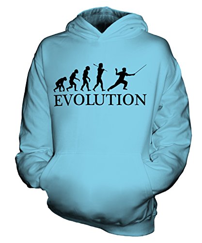 Candymix Fechten Evolution des Menschen Unisex Kinder Jungen/Mädchen Kapuzenpullover, Größe 12-13 Jahre, Farbe Himmelblau von Candymix