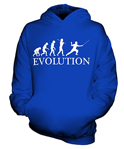 Candymix Fechten Evolution des Menschen Unisex Kinder Jungen/Mädchen Kapuzenpullover, Größe 9-11 Jahre, Farbe Königsblau von Candymix