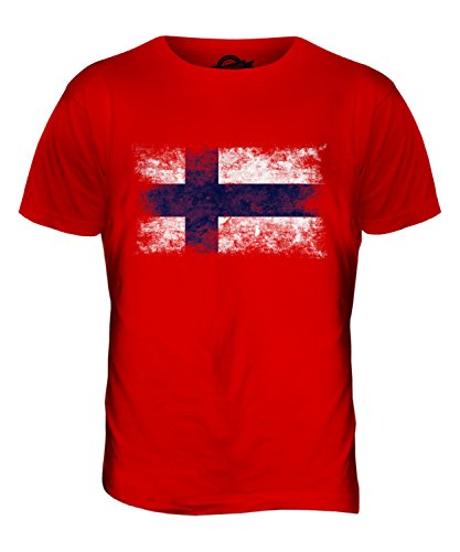 Candymix Finnland Weinlese Flagge Herren T Shirt, Größe X-Small, Farbe Rot von Candymix