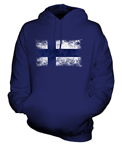 Candymix Finnland Weinlese Flagge Unisex Herren Damen Kapuzenpullover, Größe Medium, Farbe Navy Blau von Candymix