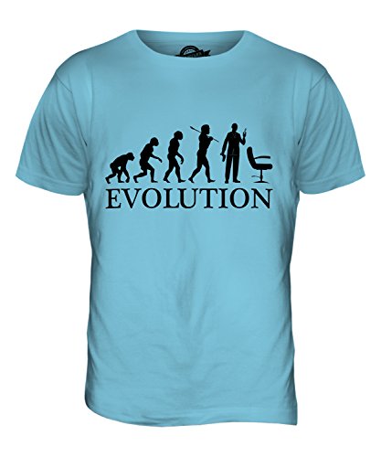 Candymix Friseur Evolution des Menschen Herren T Shirt, Größe 2X-Large, Farbe Himmelblau von Candymix