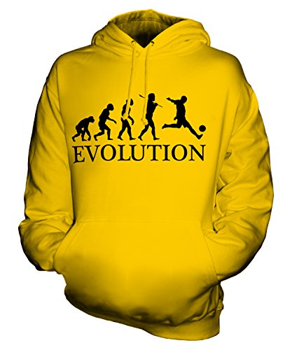 Candymix Fußball Evolution des Menschen Unisex Herren Damen Kapuzenpullover, Größe Medium, Farbe Dunkelgelb von Candymix