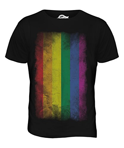 Candymix Gay Pride Verblichen Flagge Herren T Shirt, Größe 3X-Large, Farbe Schwarz von Candymix