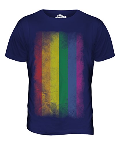 Candymix Gay Pride Verblichen Flagge Herren T Shirt, Größe Large, Farbe Navy Blau von Candymix