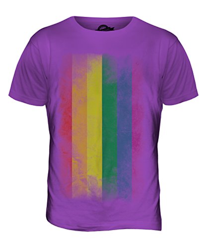 Candymix Gay Pride Verblichen Flagge Herren T Shirt, Größe Large, Farbe Violett von Candymix