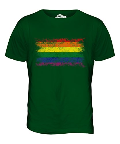 Candymix Gay Pride Weinlese Flagge Herren T Shirt, Größe 2X-Large, Farbe Flaschengrün von Candymix