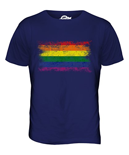 Candymix Gay Pride Weinlese Flagge Herren T Shirt, Größe Large, Farbe Navy Blau von Candymix