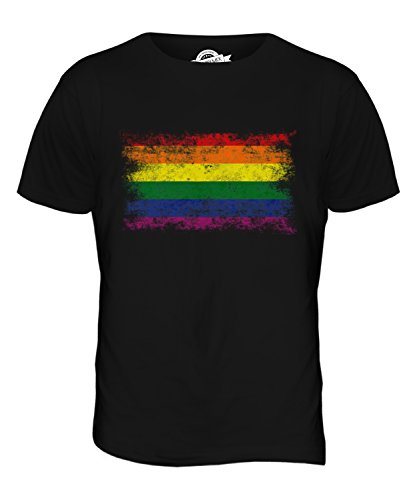 Candymix Gay Pride Weinlese Flagge Herren T Shirt, Größe Large, Farbe Schwarz von Candymix