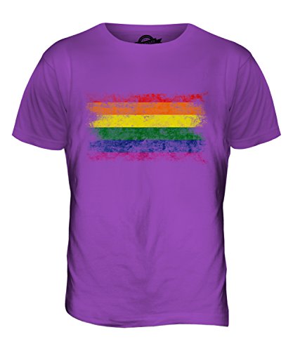Candymix Gay Pride Weinlese Flagge Herren T Shirt, Größe Medium, Farbe Violett von Candymix