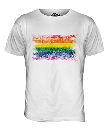 Candymix Gay Pride Weinlese Flagge Herren T Shirt, Größe Medium, Farbe Weiß von Candymix