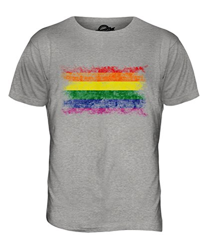 Candymix Gay Pride Weinlese Flagge Herren T Shirt, Größe X-Large, Farbe Grau Meliert von Candymix