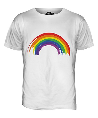 Candymix Gemalten Regenbogen Herren T Shirt, Größe Large, Farbe Weiß von Candymix