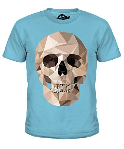 Candymix Geometrischen Totenkopf Unisex Jungen Mädchen T Shirt, Größe 8 Jahre, Farbe Himmelblau von Candymix