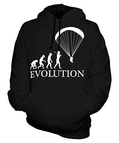 Candymix Gleitschirmfliegen Gleitschirm Evolution des Menschen Unisex Herren Damen Kapuzenpullover, Größe 3X-Large, Farbe Schwarz von Candymix