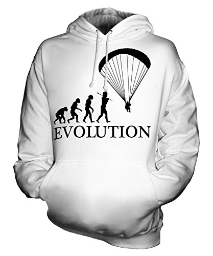 Candymix Gleitschirmfliegen Gleitschirm Evolution des Menschen Unisex Herren Damen Kapuzenpullover, Größe Large, Farbe Weiß von Candymix
