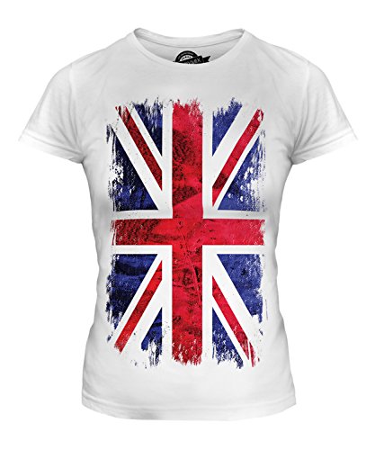 Candymix Großbritannien Grunge Flagge Damen T Shirt, Größe Small, Farbe Weiß von Candymix